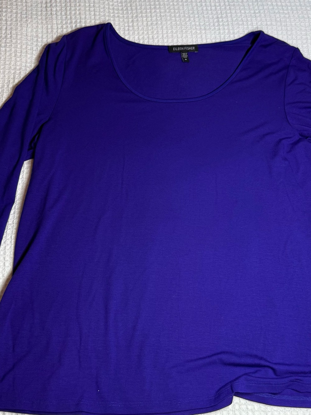 Eileen Fisher Royal Purple Scoop Neck Long-Sleeve Top